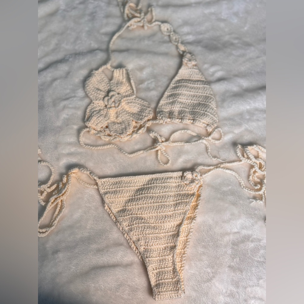 SHEIN Cream Crochet Bikini Set